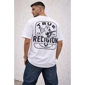 True Religion Buddha Graphic Tee 2XL White Y2K Logo Shirt